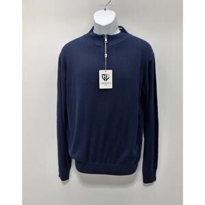 NWT Graham Luxe Silk Blend Blue Depths Blue Quarter Zip Sweater, Size M